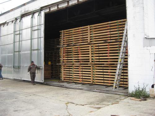 KD Cypress Beams ready to come out from the kiln</br></br>