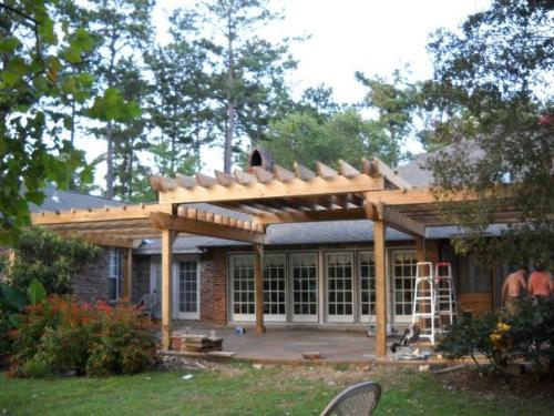 Cypress Pergola made from large rough green cypress beams.</br></br>